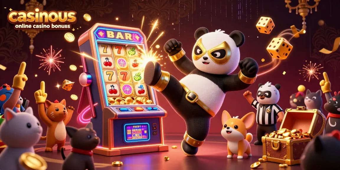 Experience the thrill of casinous online casino bonuses with vibrant characters, slot machines, and explosive winnings.
